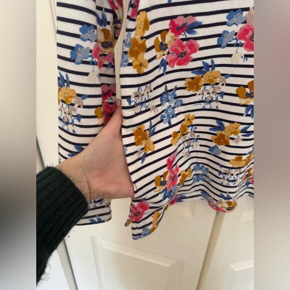 Joules Pip Floral Quarter Zip Sweatshirt Striped Pullover US Size 8 - Picture 5 of 9